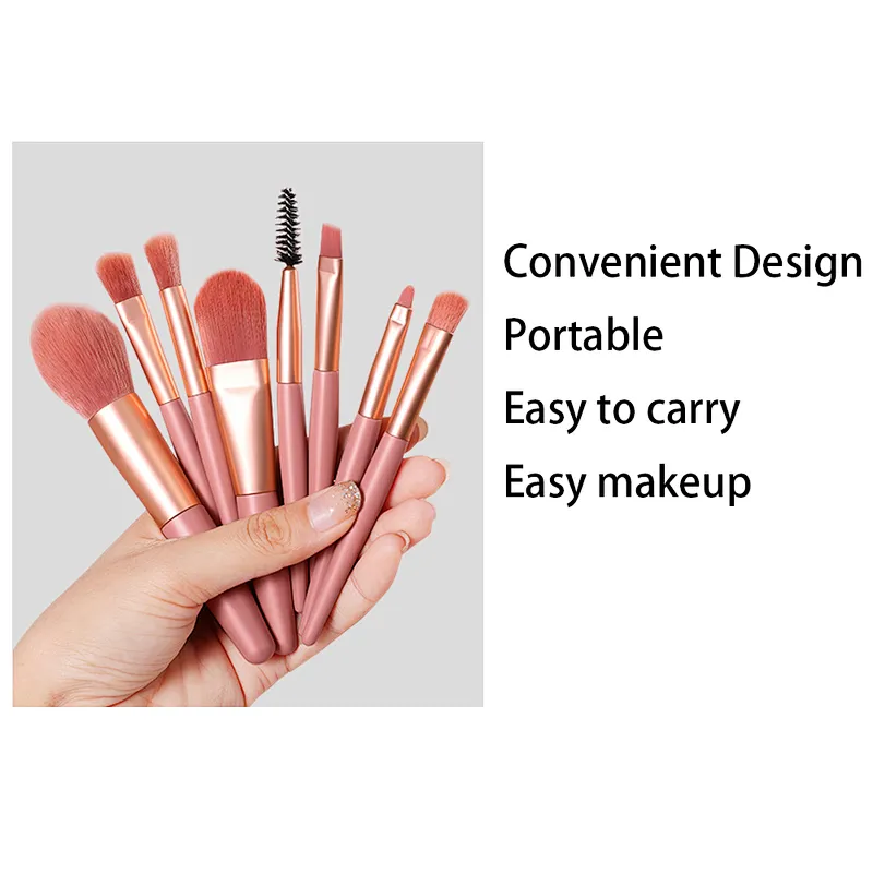 Professional Vegan Soft hair silicone 8pcs Makeup Brush Set Private Label brush make up