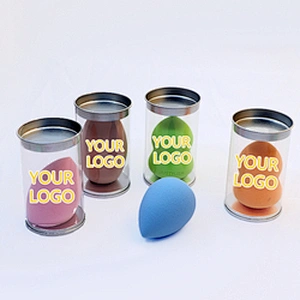 New Arrivals Custom Beauty Cosmetics Private Label Blender Set Makeup Sponge Packaging Beauty Sponge With Plastic Tube Box  Pack