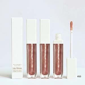 No brand cosmetic private label vegan high pigment glossy shiny customized your own label  12 colors glitter lipgloss
