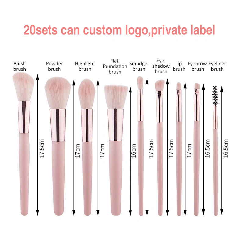 Pink brush set makeup vegan custom logo brushes makeup set make up brushes