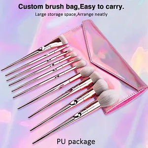 Free sample wholesale private logo fashion bling cosmetic rose gold custom makeup brushes set