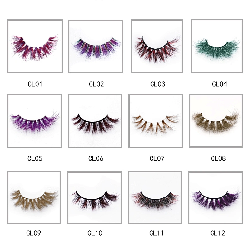 Factory price false eyelashes soft color cos eyelashes 9D dazzle colorful mink false eyelashes