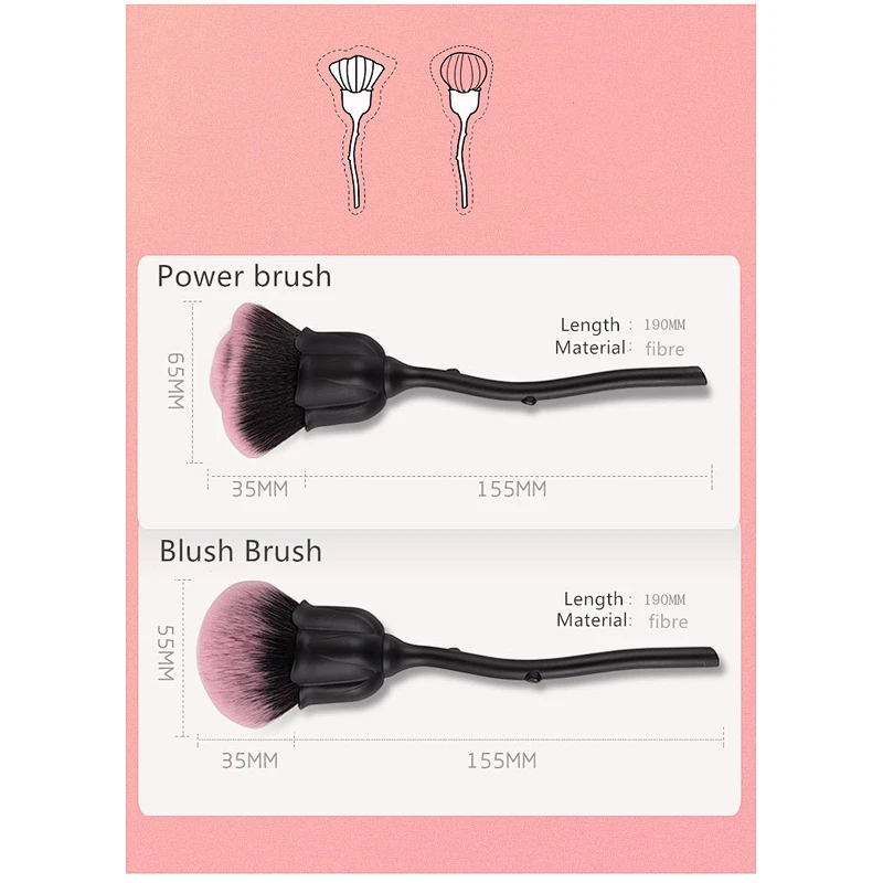 Powder blush brush rose shape single makeup brush private logo makeup brush