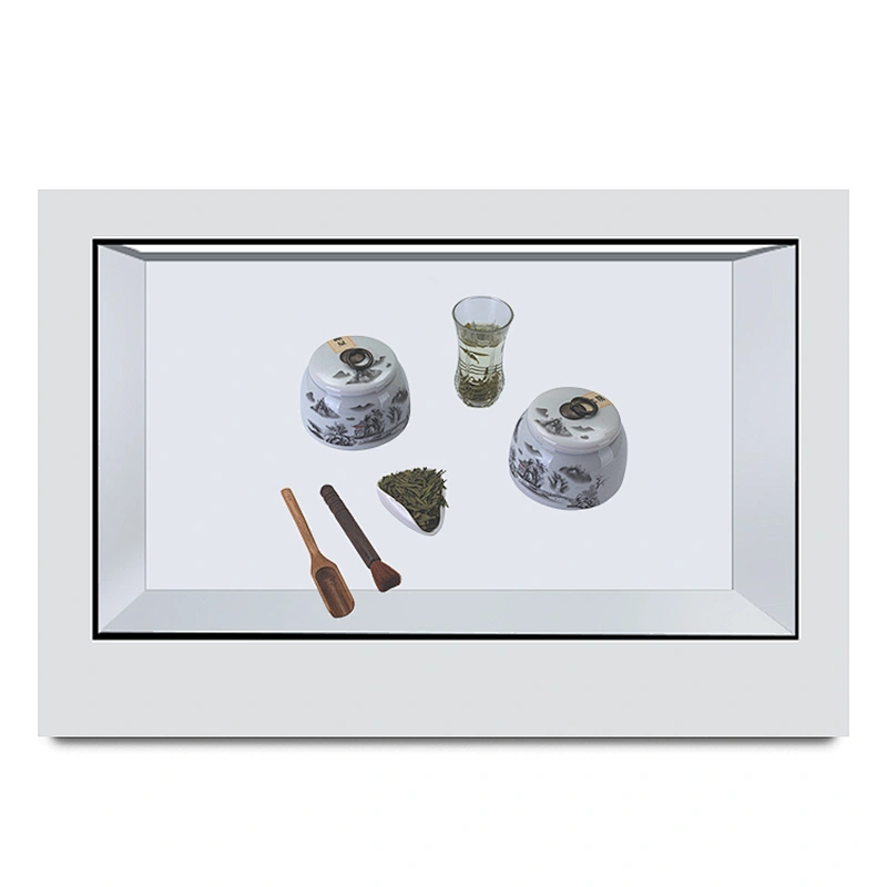 32 inch 3D touch art exhibition museum Transparent LCD screen display cabinet
