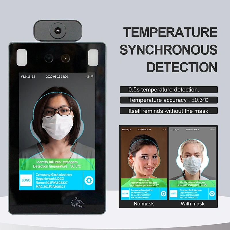 Time Attendance Recording Facial Recognition Thermal Imaging Scanner Camera Face Access Control System