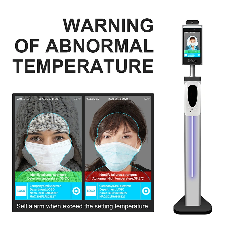 Non Contact Temp Measuring Face Recognition Office Attendance Access Controller