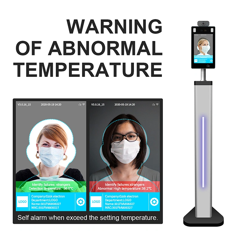 8 inch android temperature measurement face recognition sensor measuring device