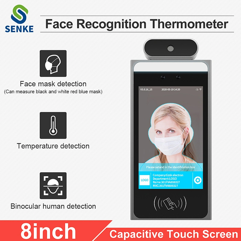 8 inch android temperature measurement face recognition sensor measuring device