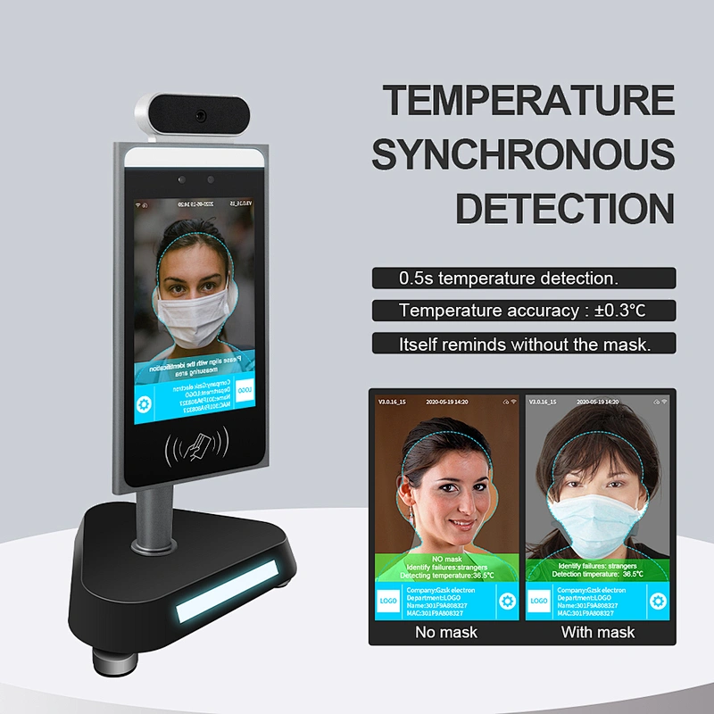 thermal camera digital touch screen android smart human measuring IC/ID access control face recognition temperature attendance