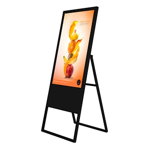Black Floor Standing Digital no touch screen Advertising Portable Display Monitor