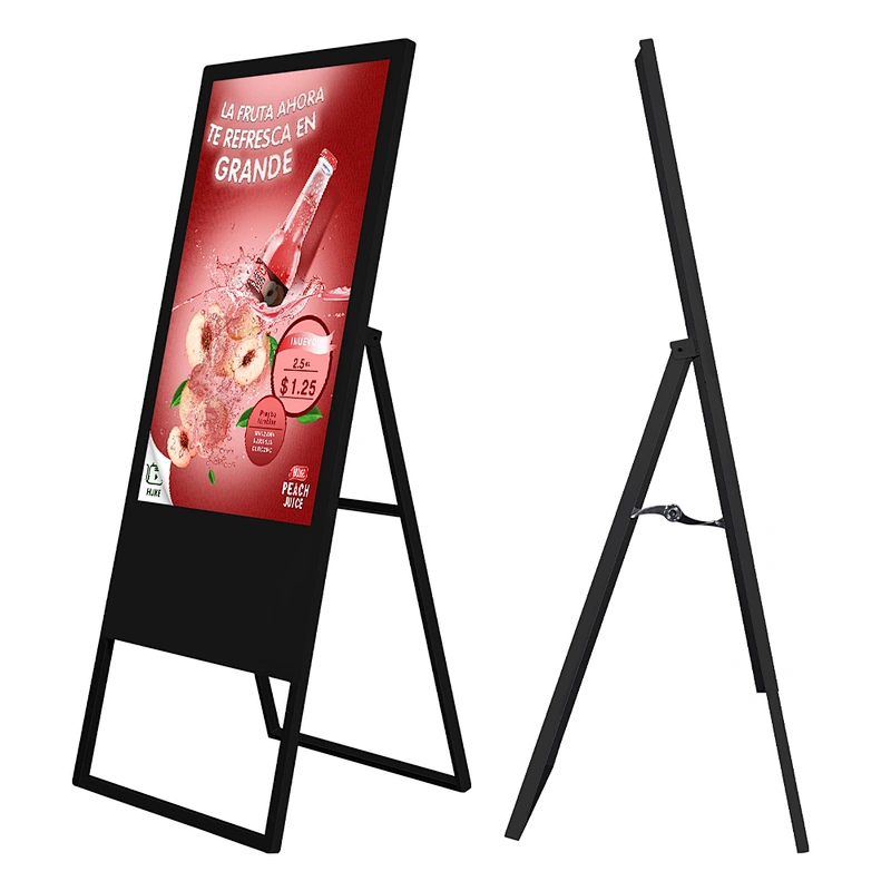 Black Floor Standing Digital no touch screen Advertising Portable Display Monitor