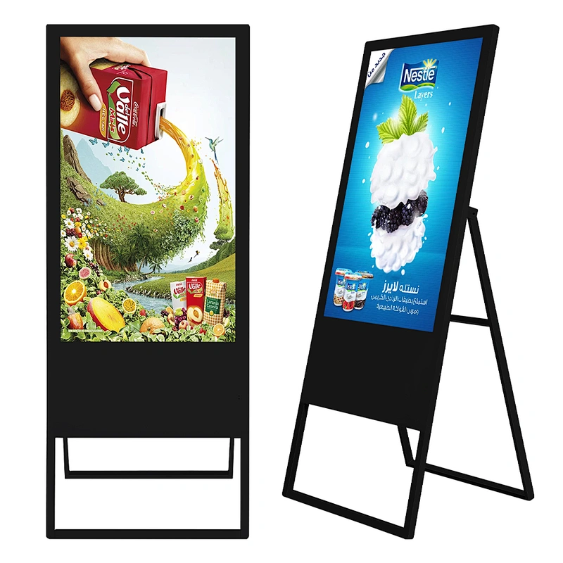 Indoor Portable Free Standing Led Displays capacitive Street Advertising Screen Player