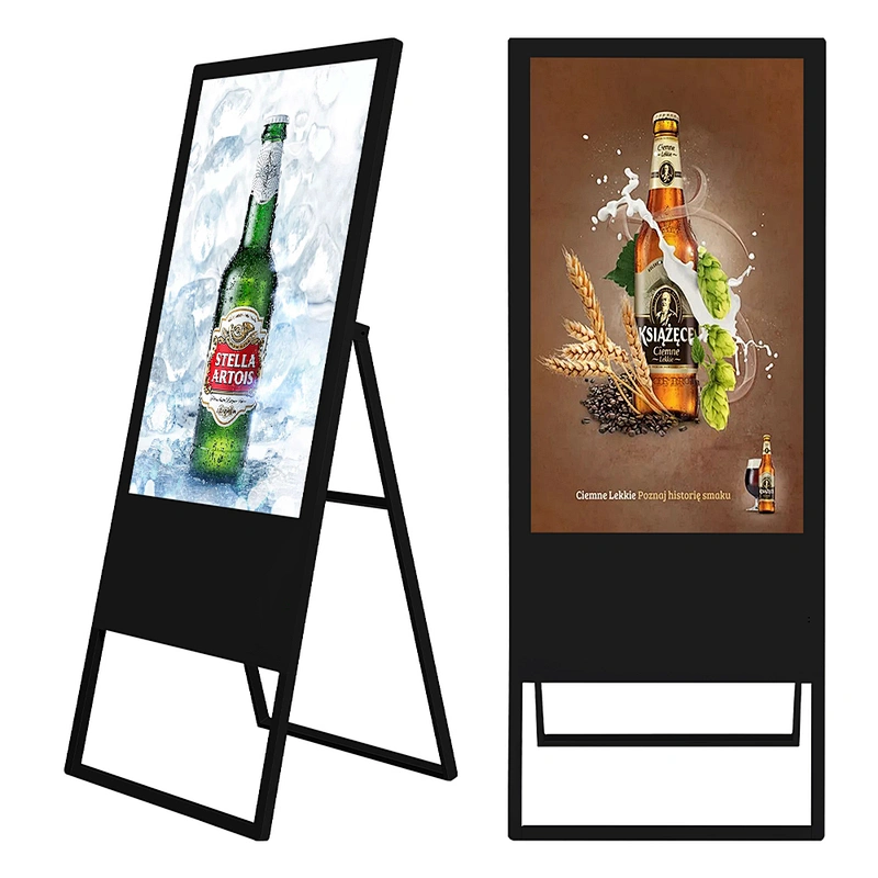 Indoor Portable Free Standing Led Displays capacitive Street Advertising Screen Player