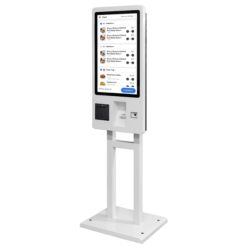Floor standing Touch screen window android Fast food ordering self service machine restaurants bill payment kiosk