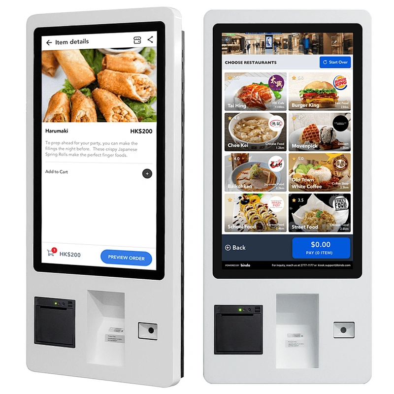 Supermarket fast food restaurant QR code scan payment self service ordering payment kiosk terminal