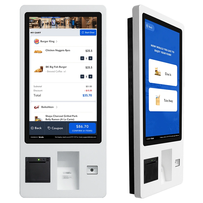 23.6 inch supper market payment white pos terminal indoor nfc barcode scanner
