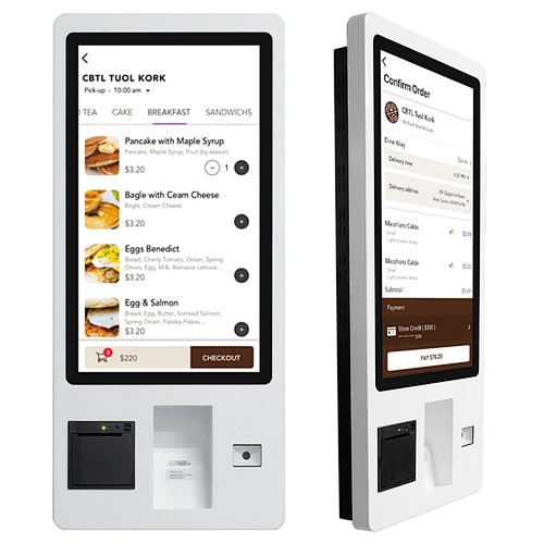 23.6 inch supper market payment white pos terminal indoor nfc barcode scanner