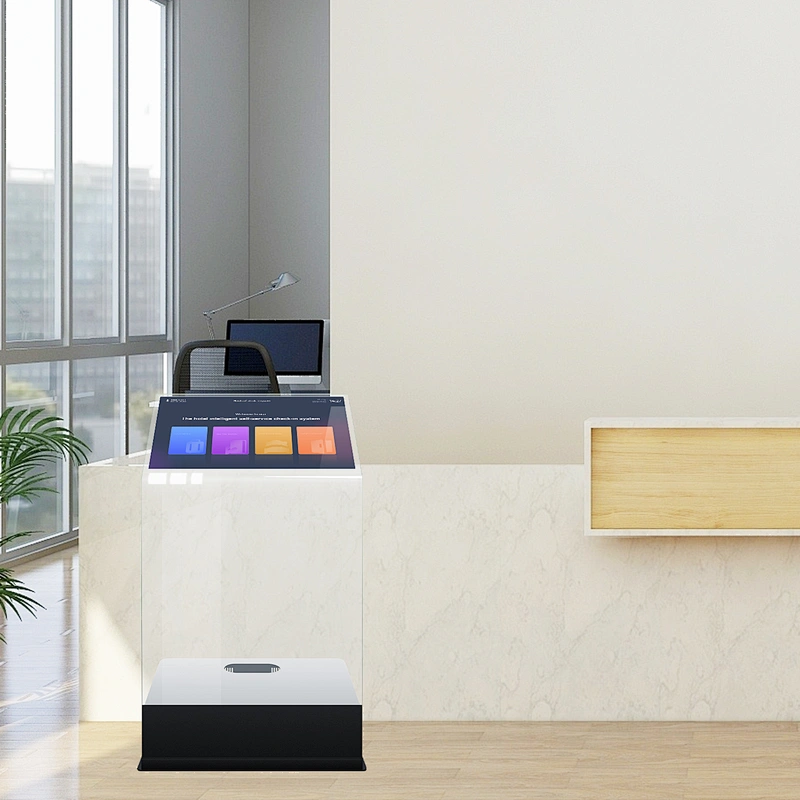 Supermarket floor standing Touch screen bank inquiry Glass info kiosk interactive kiosk