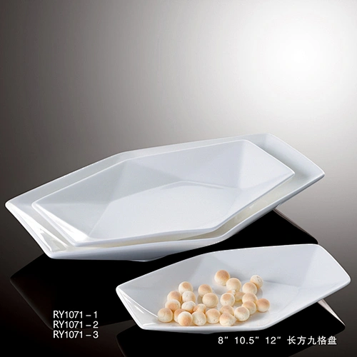 Hot sale hotel & restaurant  white porcelain Plate  8'' rectangle snack plates