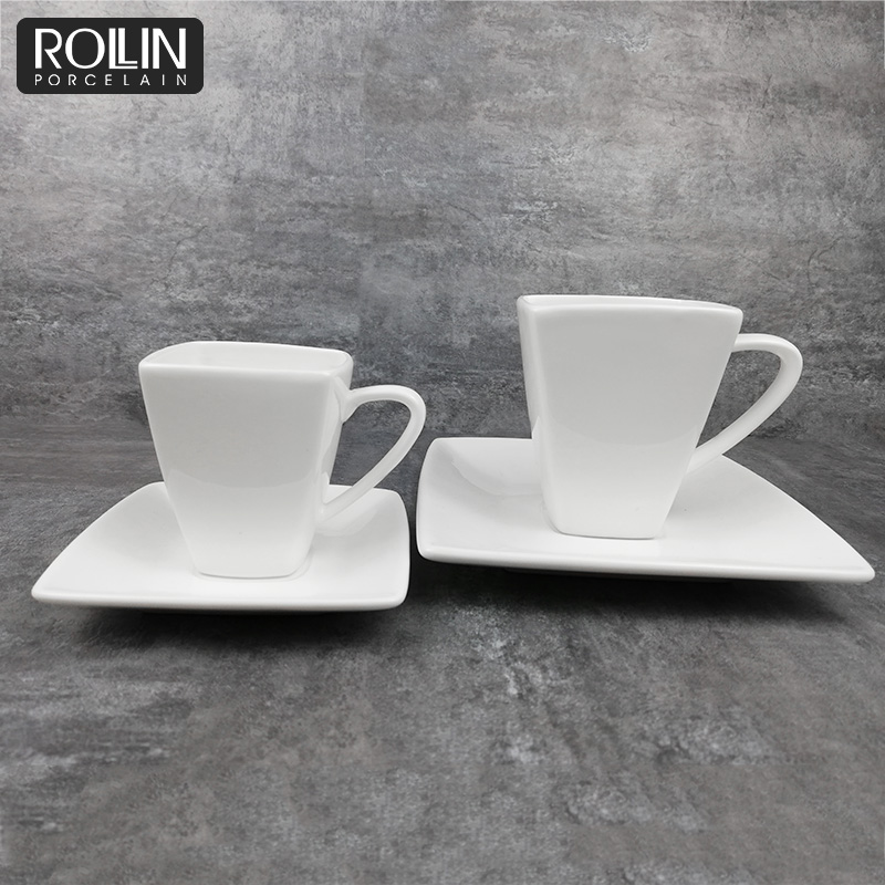110ml square coffee cup&mug with saucer and customized logo