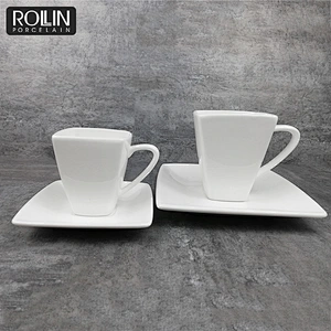 110ml square coffee cup&mug with saucer and customized logo