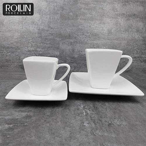 110ml square coffee cup&mug with saucer and customized logo