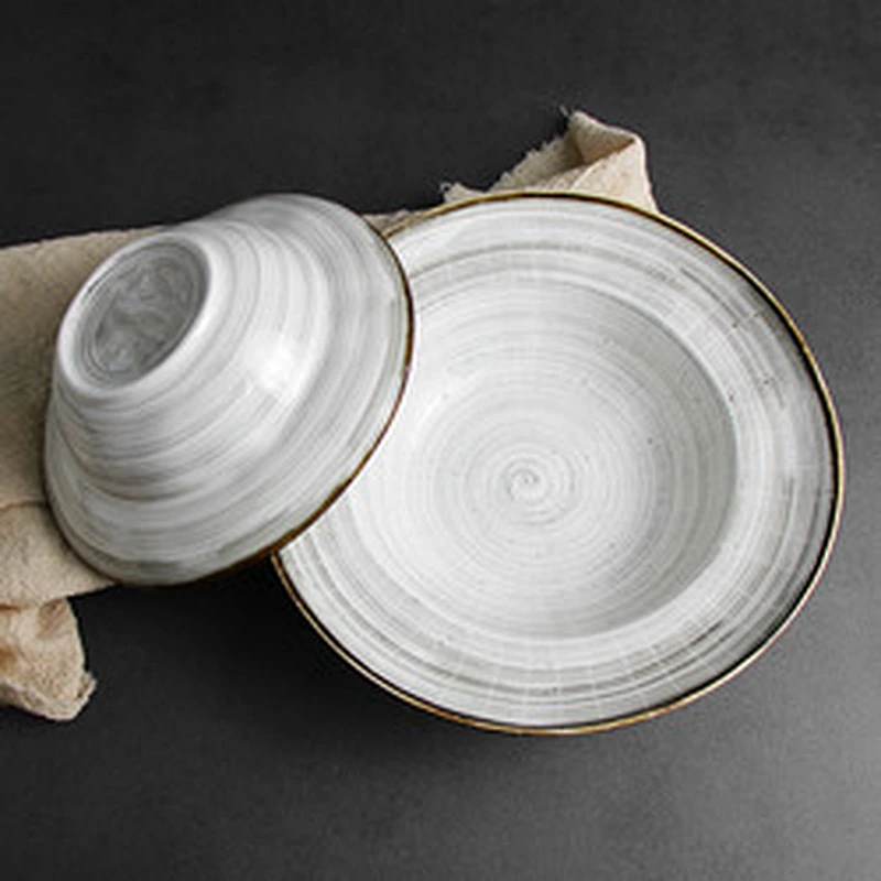 Western Annual Ring 12 piece ceramic dinner plates bowls porcelain tableware dining set