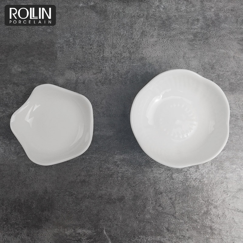 Hotel Teatime Dinnerware White Porcelain Serving Plum Blossom Shaped Dessert Snack Dish