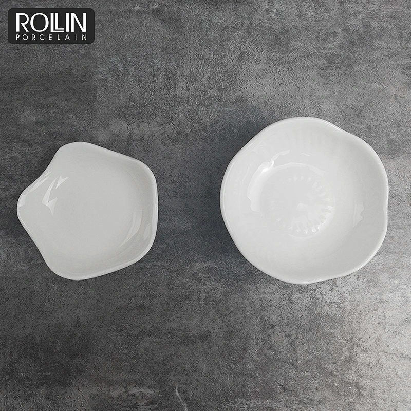 Hotel Teatime Dinnerware White Porcelain Serving Plum Blossom Shaped Dessert Snack Dish
