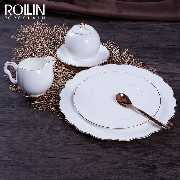 New design bone china dinner plates set hotel wedding bone china  dinnerware set