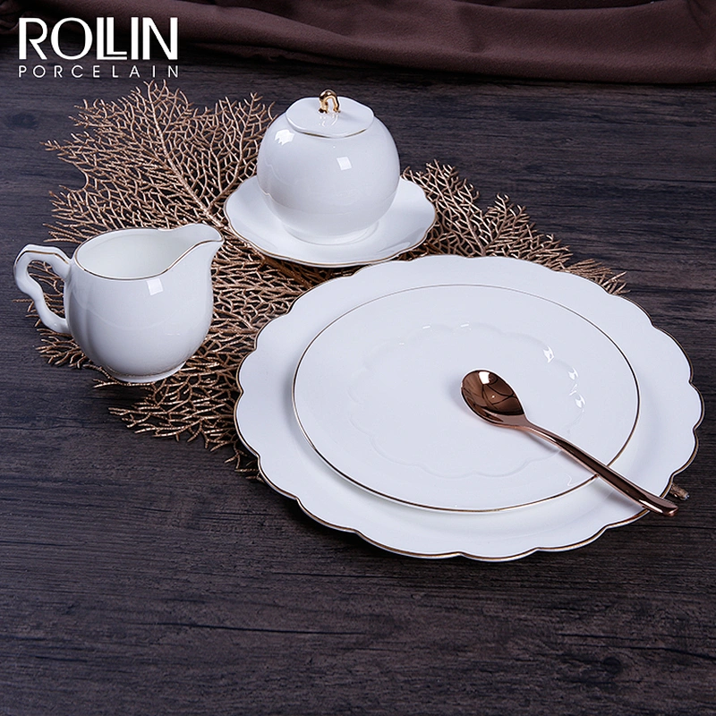 New design bone china dinner plates set hotel wedding bone china  dinnerware set
