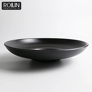 Porcelain Black Color Porcelain Soup/Pasta Plate for Hotel and Restaurant