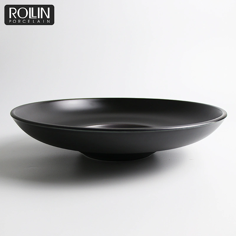 Porcelain Black Color Porcelain Soup/Pasta Plate for Hotel and Restaurant