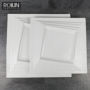 Wholesale White Porcelain Square Plates Banquet Dinner Plates for Hotels