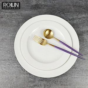Wholesale good quality restaurant buffet dinner plate white hotel porcelain plates