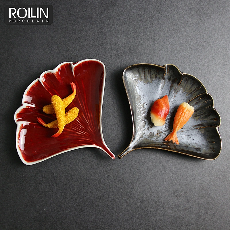 Leaf Shape dish Porcelain Dishes Glazed dessert Dishes