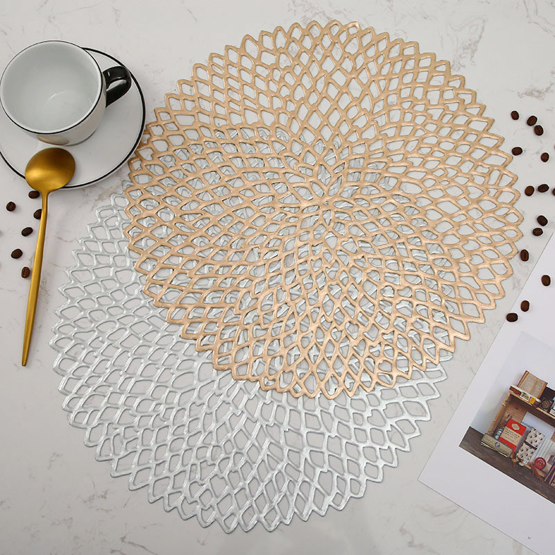 Mats & Pads Hot Sale Washable Placemats Hollow Round Table mats round pvc placemats