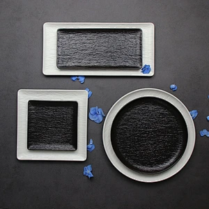Black and White Colored Chinaware Porcelain Rectangular plates for Hotel and Restaurant