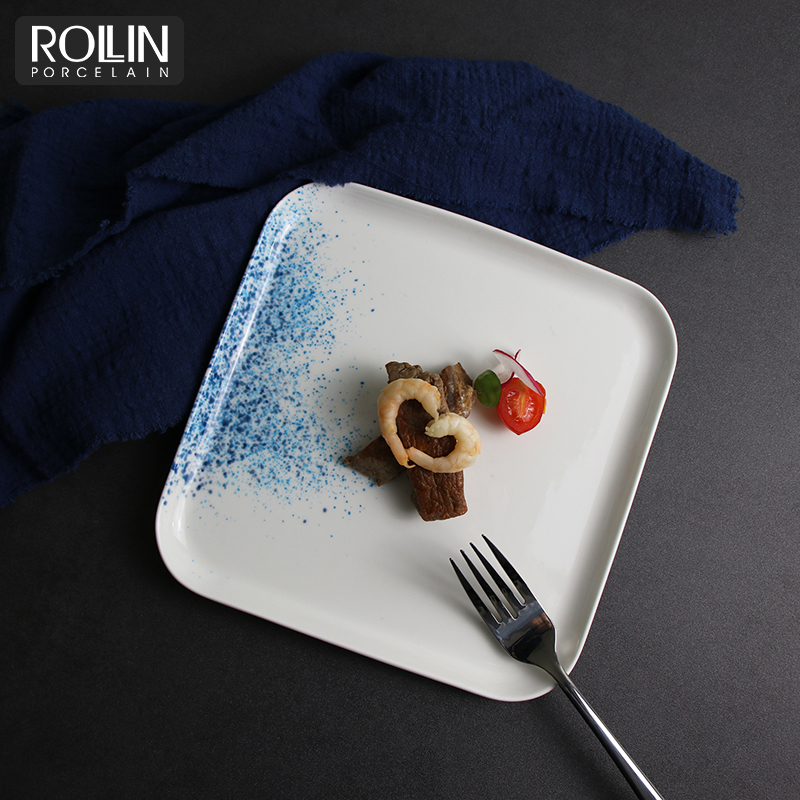 Porcelain Blue starry sky Design Square Side Plates and Dinner Plates for Hotel and Restaurant