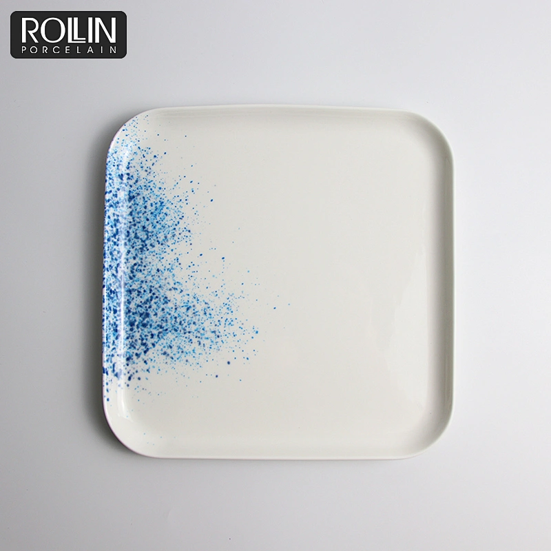 Porcelain Blue starry sky Design Square Side Plates and Dinner Plates for Hotel and Restaurant