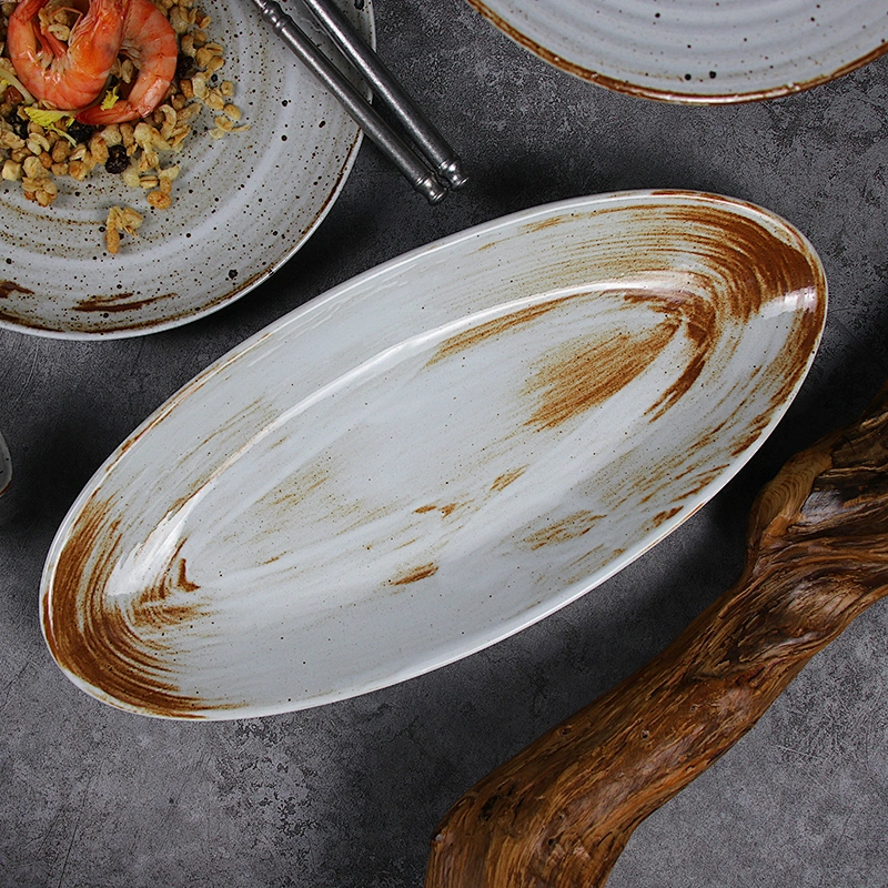 Custom tableware grey dinner set ceramic dinnerware for restaurant