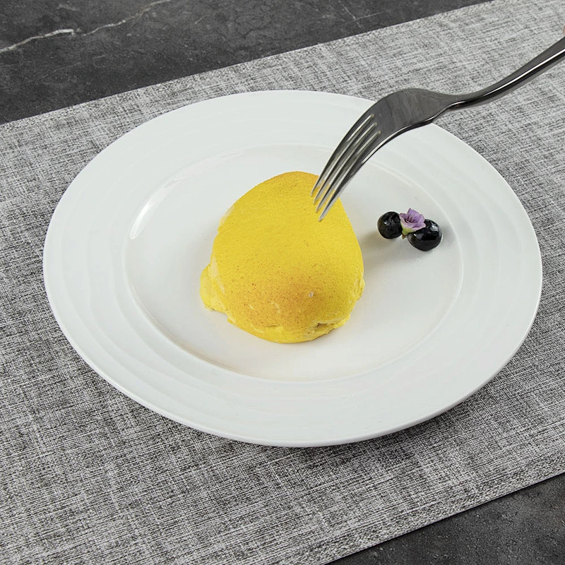 Various Size Cost Price Round Onion Pattern Edge Creative White Ceramic Plate Custom Ceramic Plate