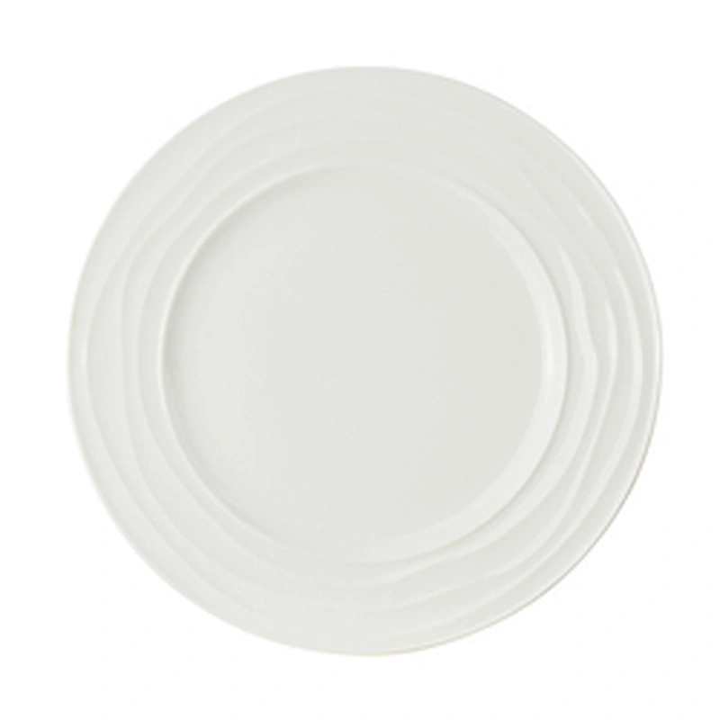 Various Size Cost Price Round Onion Pattern Edge Creative White Ceramic Plate Custom Ceramic Plate