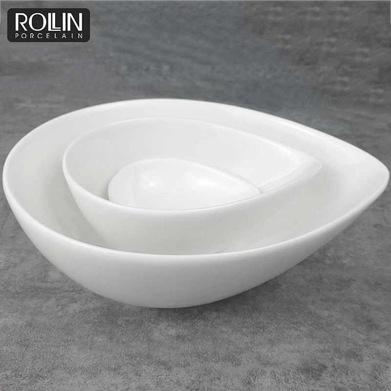 Wholesale high quality special shape white porcelain ceramic noodle bowl