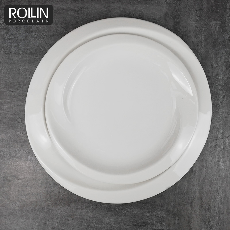 Ceramic Dinner Plate / White Porcelain Plate / Buffet Dishes Plate
