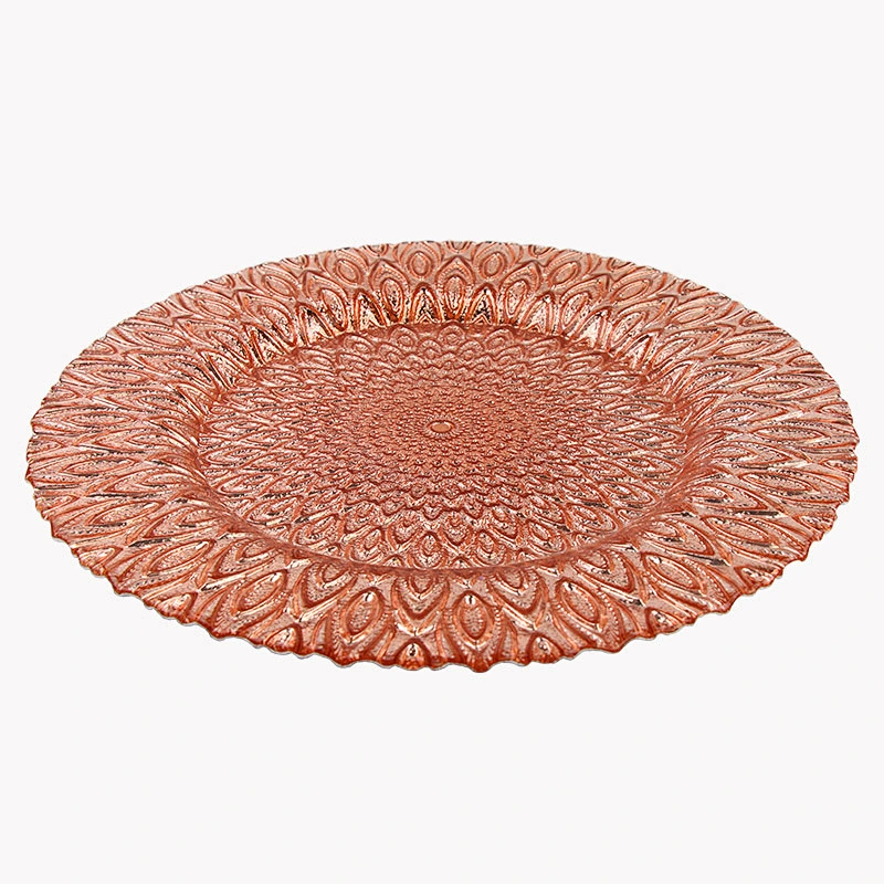 Wholesale fancy design wedding charger plates party fashion dinning tableware glass plates for reception event