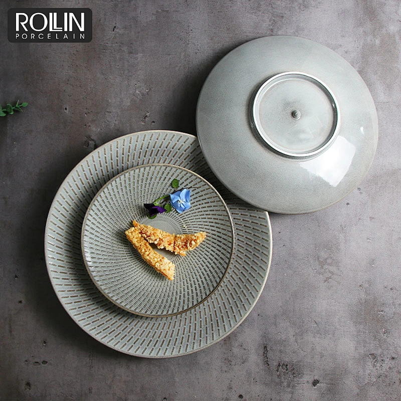 Kiln gray Porcelain Side Plates Dinner Plates for Hotel and Restaurants