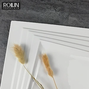 Wholesale White Porcelain Square Plates Banquet Dinner Plates for Hotels