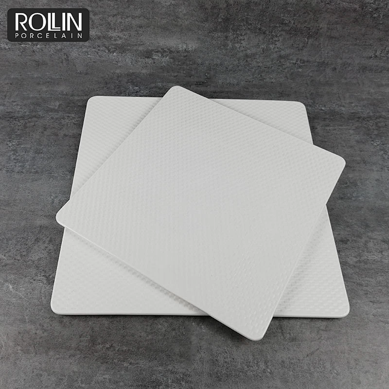 Wholesale different size square flat plates porcelain restaurant hotel square plate