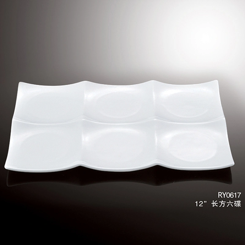 Wholesale Cheap Price Unique Porcelain Ceramic Five Fruit Tray Divided Snack Plate